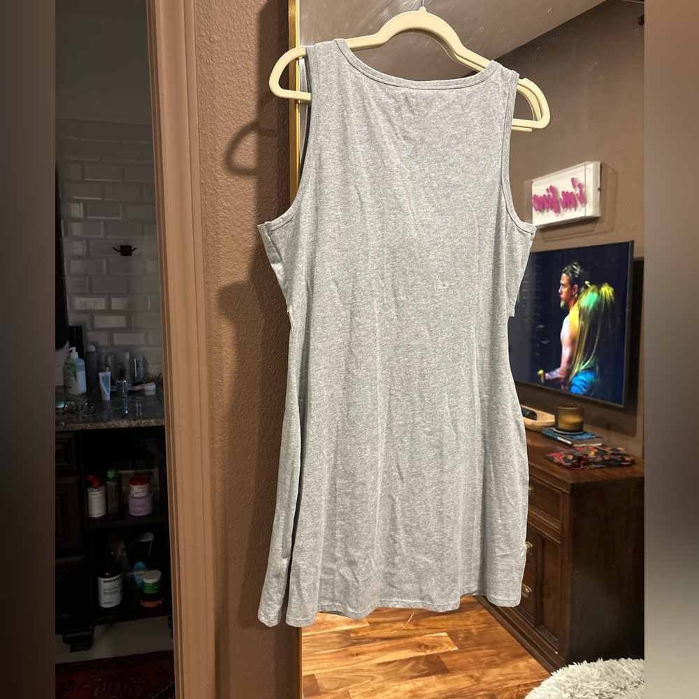 Gray Ruffle Mini T-shirt Dress - Picture 5 of 10